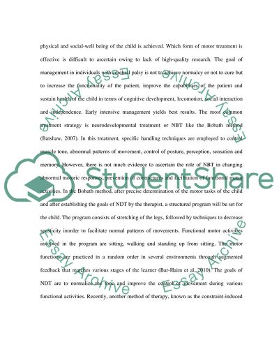 Motor therapy for children with cerebral palsy (Neurodevelopmental Therapy, Hippotheray , Aquatic Therapy)