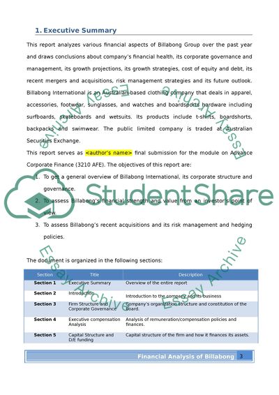 Financial report analysis