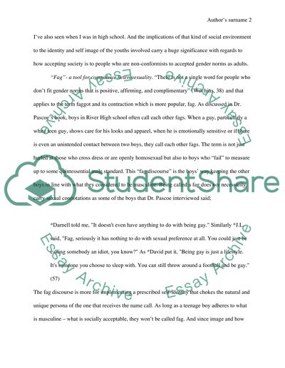 Dude Youre A Fag: Maculinity and Sexuality in High School