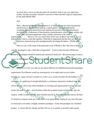 The Consequences of Pluralism According to Pfeffers View