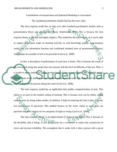 Contributions of Measurement and Statistical Modeling to Assessment