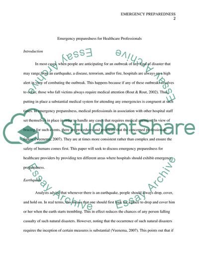 Emergency Preparedness for Healthcare Professionals