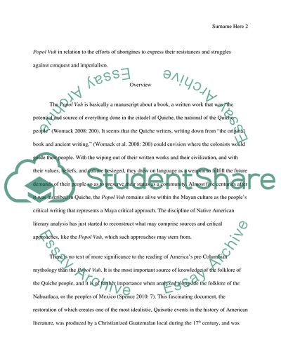 Aboriginal Resistance: An Analysis of the Popol Vuh