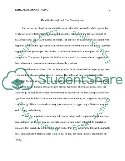 The Ethical Triangle and Ford Company