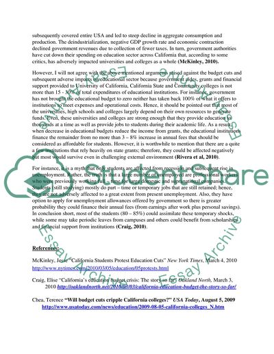 Budget cuts on education in california