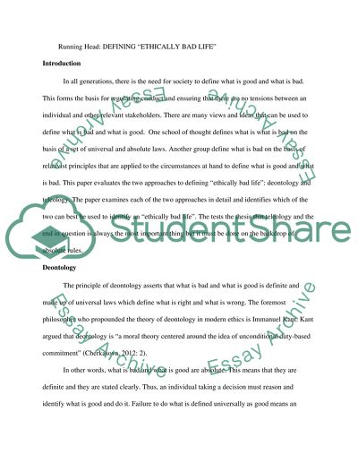 Defining Ethically Bad Life Philosophically