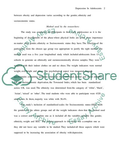 Depression and Obesity: A result of negative mental association