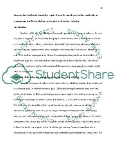 Future Career Path in the Oil and Gas Industry