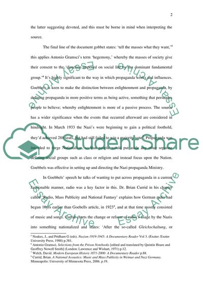 Two Primary Sources in Nazi Germany