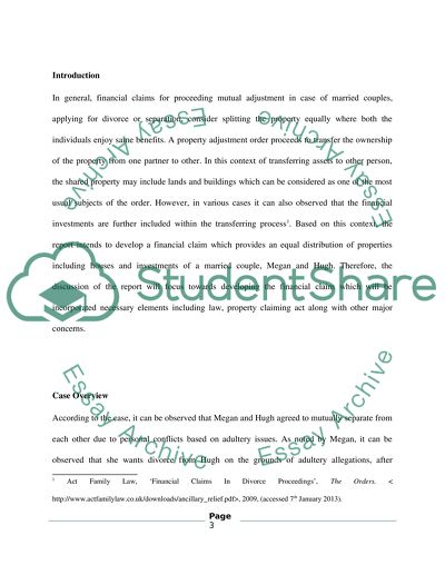 Advice for claim for financial relief