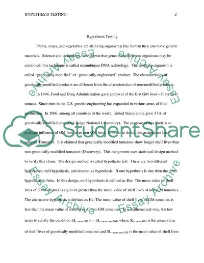 Statistics 401 Mod 2 Case - Hypothesis Testing 1