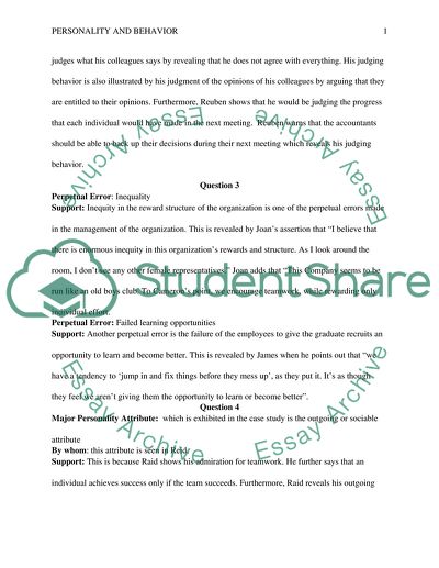 Ubens Assessment of James as a Type B Personality Behavior