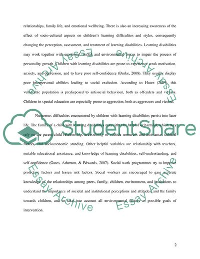 Theories Underpinning Work with Children with Learning Disabilities