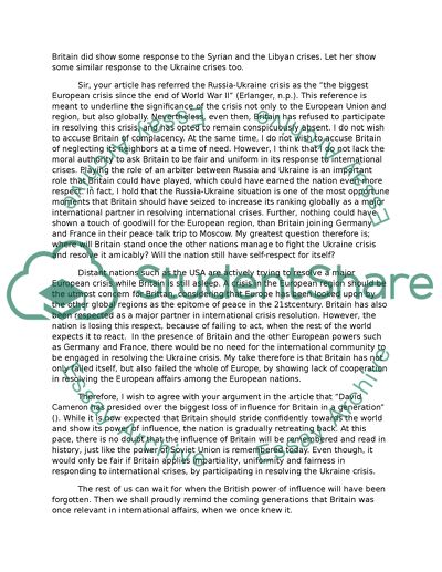 Analysis of Britains Drift from the Global Stage Is Not Even More Worrying Article by Erlange