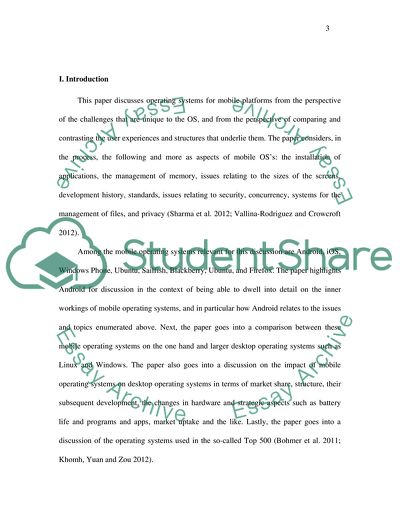 Operating Systems for Mobile Devices