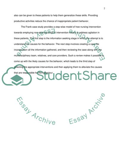 Nursing implication for patient with agitation behavior