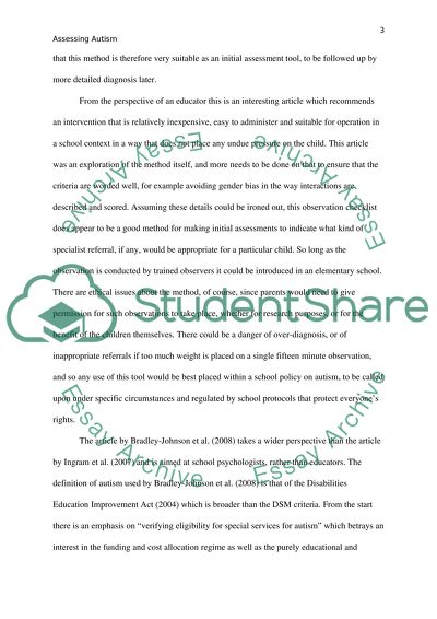 Assessing Autism Article Critique