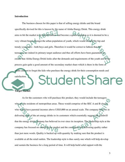 Management of Aloha Energy Drink