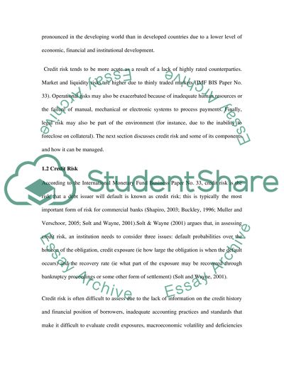 Credit Risk Management in the Banking Sector