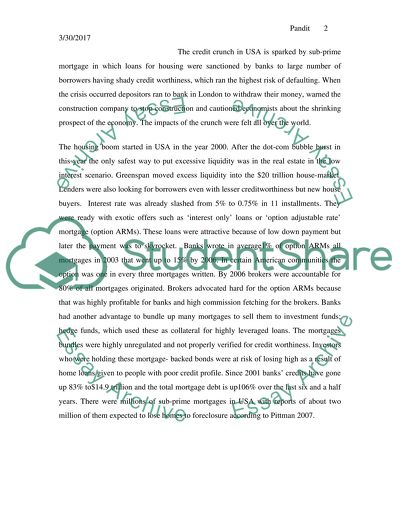 Impact of US Credit Crunch on Global Economy