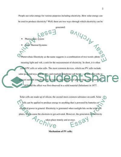 Explain how solar energy can be used to produce electricity