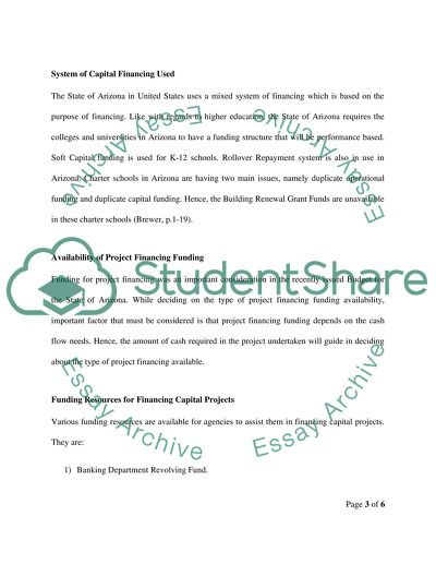 Capital Financing for the state of Arizona