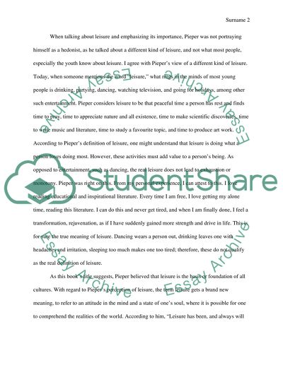 Leisure of the basis of culture