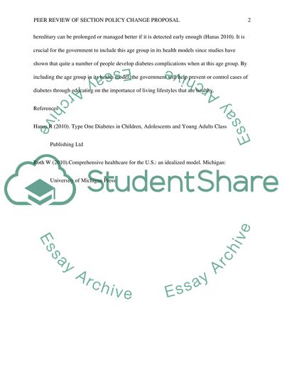 Peer Review of Section 1 of the Policy Change Proposal Week 3