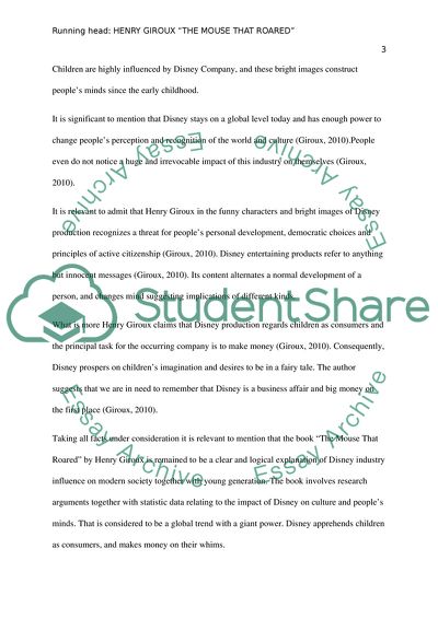 Book reviw of henry girouxs The mouse that roared (2010)