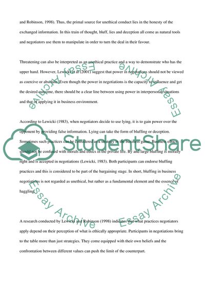 &quot;Unethical conduct&quot; during a negotiation