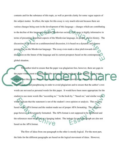 Process Analysis Essay on the Language of Mordovia