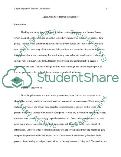 Legal Aspects of Internet Governance