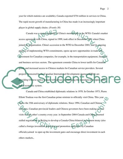 International Trade Between China And Canada