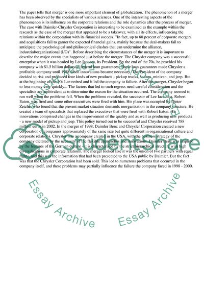 Roles and Role Dynamics within the Daimler-Chrysler Corporation after Their Merger