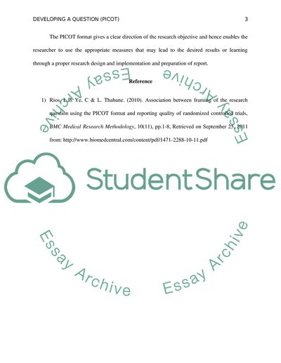 Developing a question (picot)