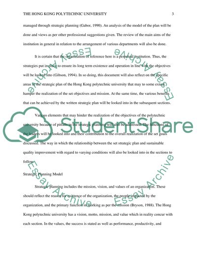 A Strategic Plan of the Hong Kong Polytechnic University