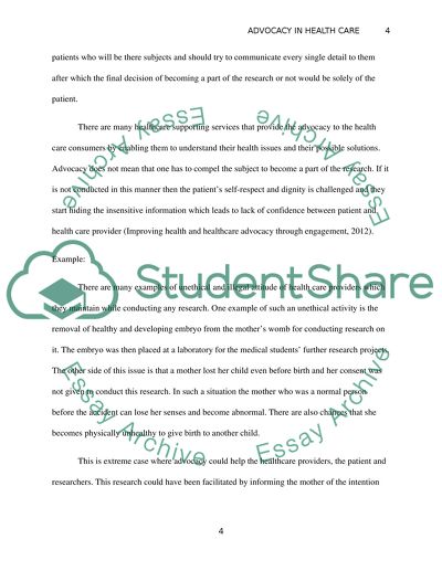 Advocacy in Health Care