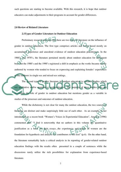 The Impact of Gender on Outdoor Education Experiences