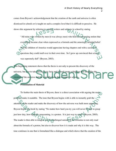 Reaching Students and Their Needs for Learning in a Manner by a Short History of Nearly Everything