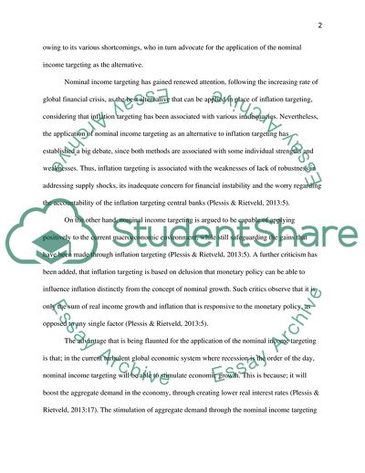 Should Inflation Targeting Be Abandoned in Favour of Nominal Income Targeting by Plessis and Rietveld