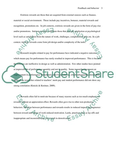 Feedback and Behavior Reinforcement