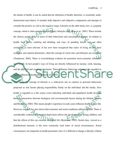 Social Capital and Promotion of Health