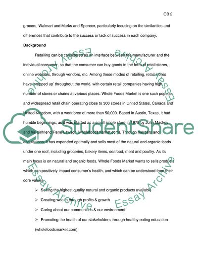 Organizational Behavior of Whole Foods Market