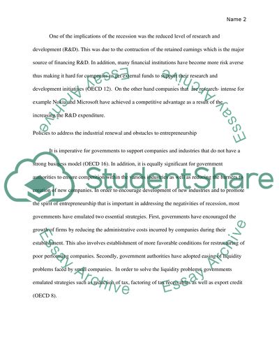 Problems Stemming from the Economic Crisis and Potential Recovery