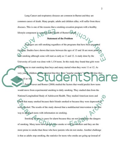 Smoking Programme for Adolescents Aged 16-19 Years Old in the Borough of Barnet