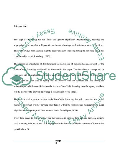 Debt financing essays 07 picture