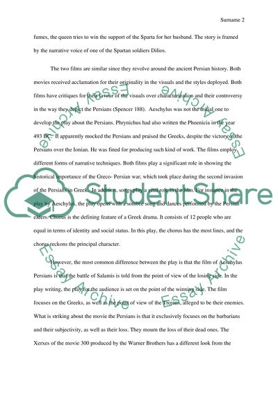 Portrayals of Persians in Aeschylus Persians and the Film 300