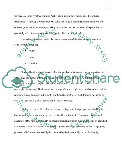 The Ethics Awareness Inventory Test