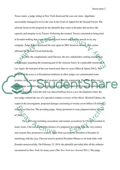 Ethical Issues on the Case Ecuador v. Chevron