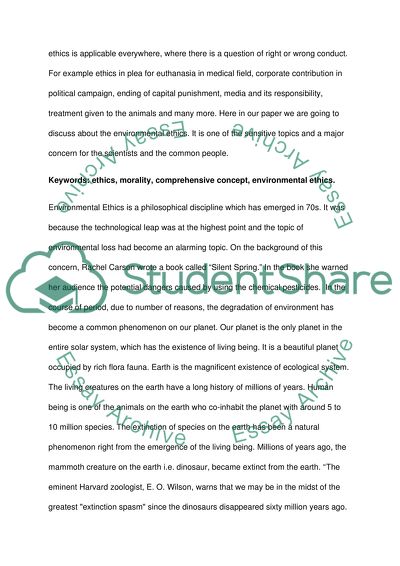 A Thought to Environmental Ethics